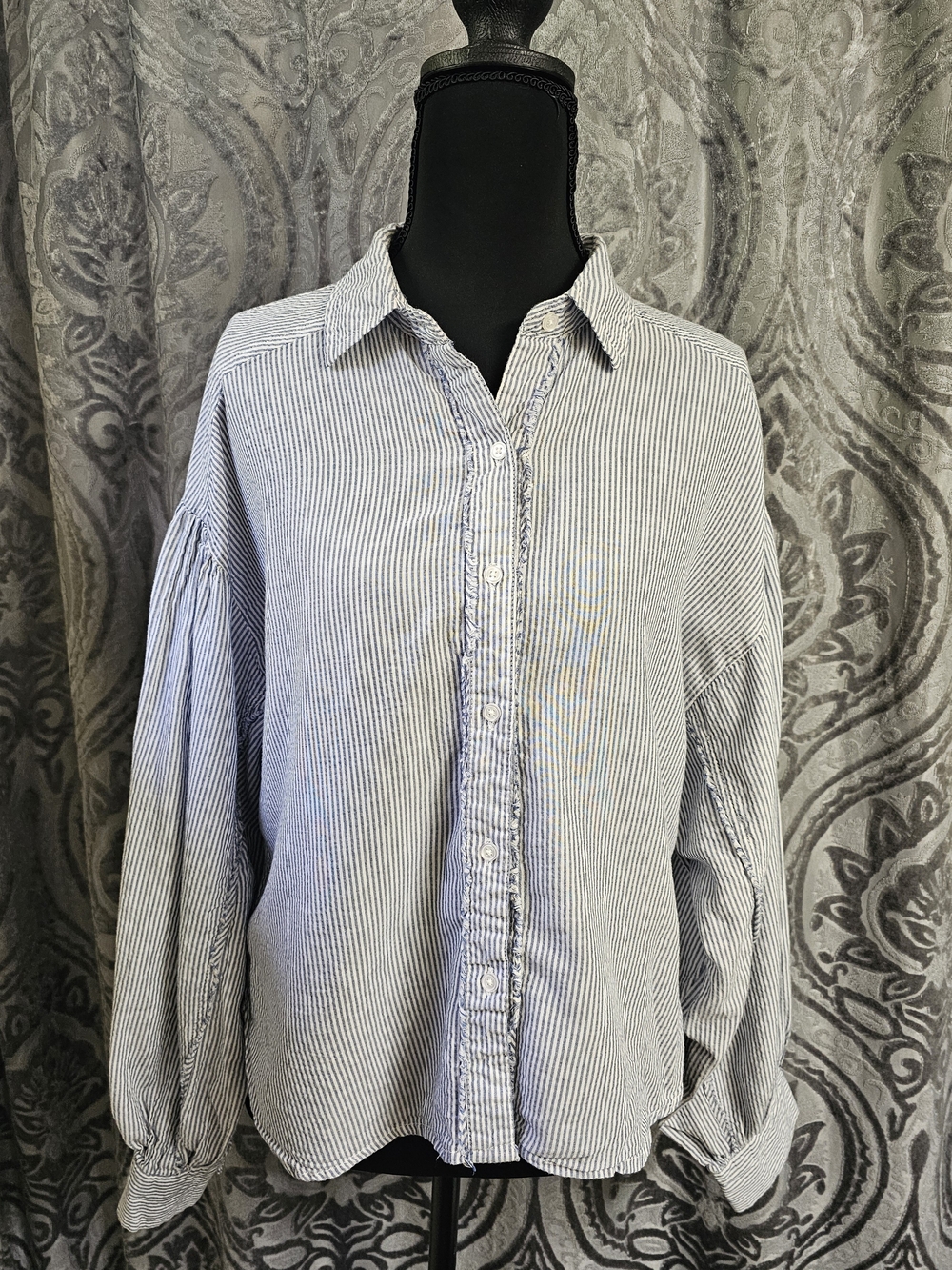 Love Notes Blue and White Striped Button-Down Shirt